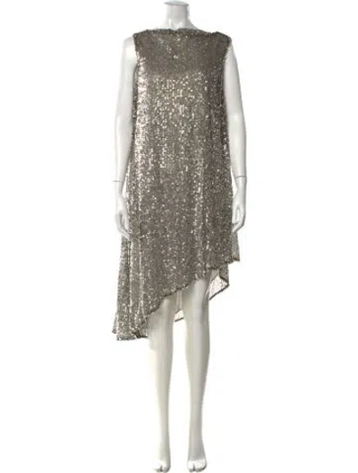 Pre-owned Halpern Crew Neck Mini Dress In Transparent