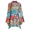 Halpern Flip Sequin Multicolor Flare Drape Hem Mini Dress In Multi