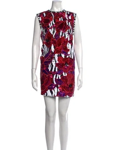 Pre-owned Halpern Floral Print Mini Dress In Pink