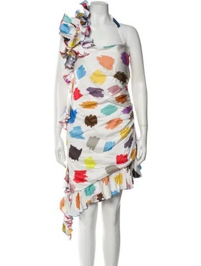 Pre-owned Halpern Floral Print Mini Dress In White