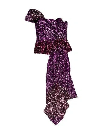 Pre-owned Halpern Floral Print One-shoulder Tunic In Pink