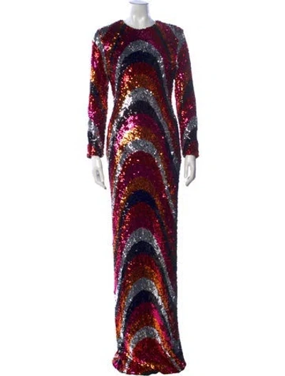 Pre-owned Halpern Graphic Print Long Dress In Pink