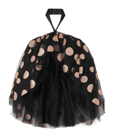 Halpern Halter Neck Sequin Crop Top In Black
