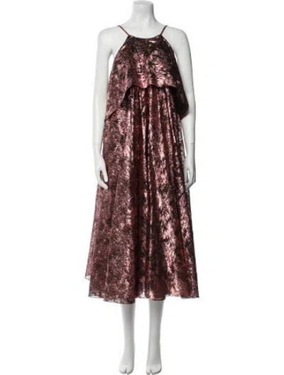 Pre-owned Halpern Halterneck Long Dress W/ Tags In Silver