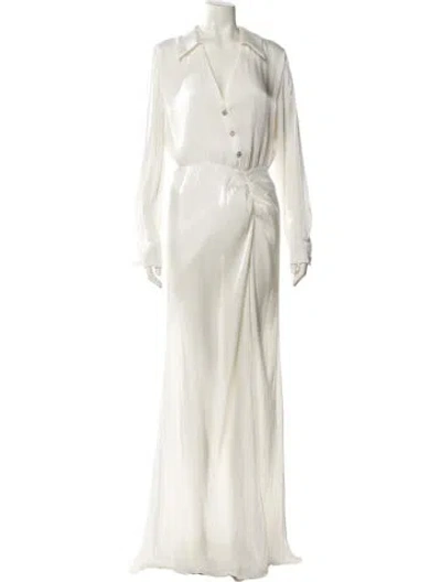 Pre-owned Halpern Long Dress In Neutral