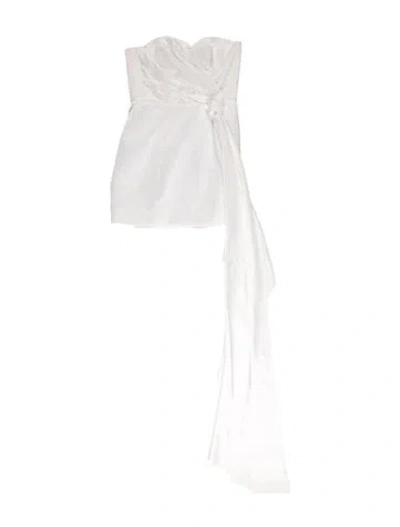 Pre-owned Halpern One-shoulder Long Dress In White