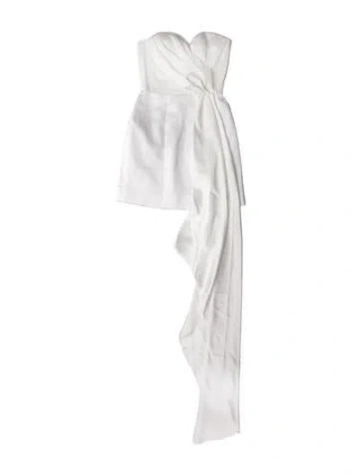 Pre-owned Halpern One-shoulder Mini Dress In White