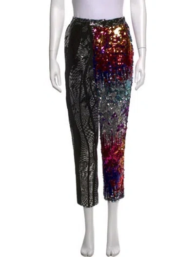 Pre-owned Halpern Patterned Straight Leg Pants In Black