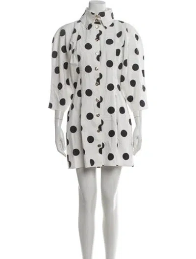 Pre-owned Halpern Polka Dot Print Mini Dress In White