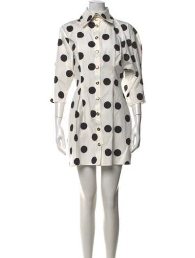 Pre-owned Halpern Polka Dot Print Mini Dress In White