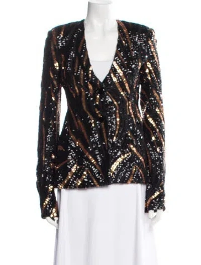 Pre-owned Halpern Printed Evening Jacket In Black
