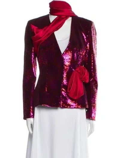 Pre-owned Halpern Printed Evening Jacket In Red