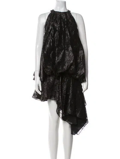 Pre-owned Halpern Printed Knee-length Dress In Black