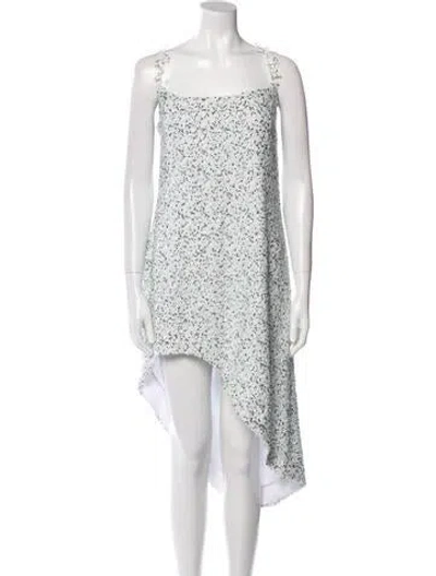 Pre-owned Halpern Printed Midi Length Dress In White