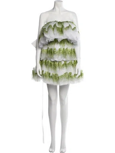 Pre-owned Halpern Printed Mini Dress In Green