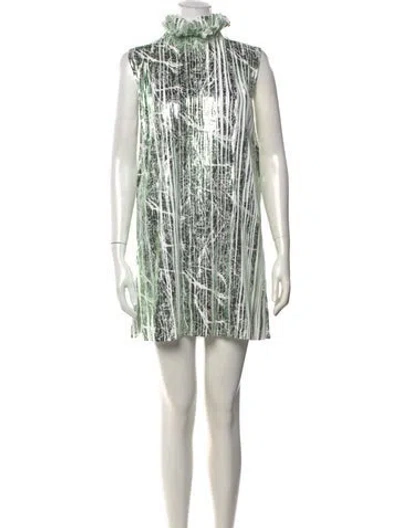 Pre-owned Halpern Printed Mini Dress In Green