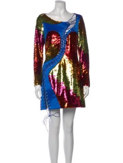 Pre-owned Halpern Printed Mini Dress In Orange