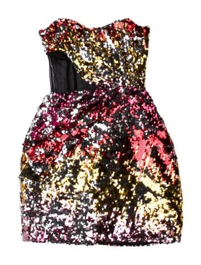 Pre-owned Halpern Printed Mini Dress W/ Tags In Black