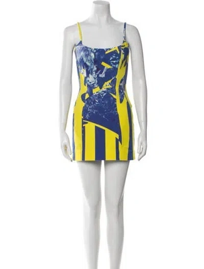 Pre-owned Halpern Printed Mini Dress In Yellow