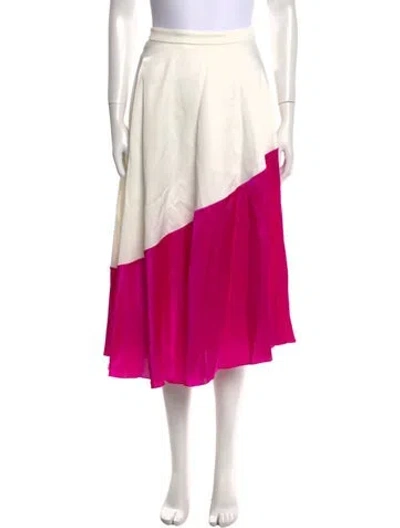 Pre-owned Halpern Satin Midi Length Skirt W/ Tags In Pink