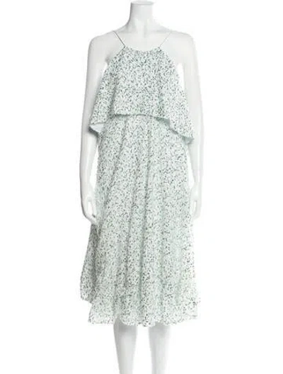 Pre-owned Halpern Sequin Midi Length Dress In Silver