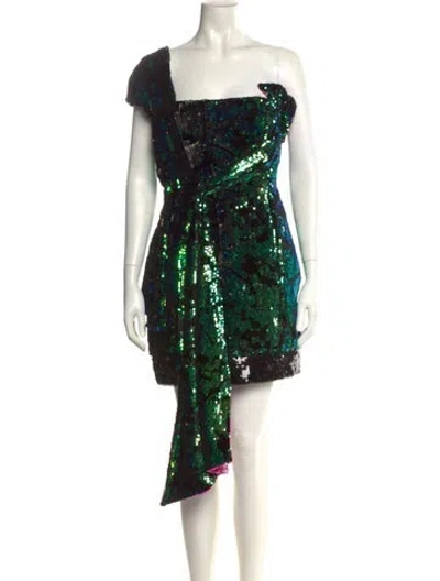 Pre-owned Halpern Sequin Mini Dress In Black