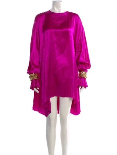 Pre-owned Halpern Silk Crew Neck Top In Pink