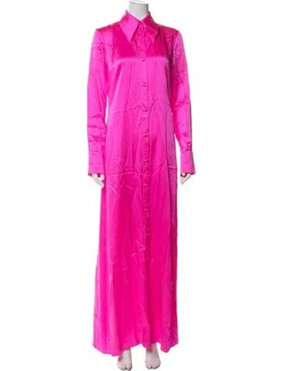 Pre-owned Halpern Silk Long Dress In Pink