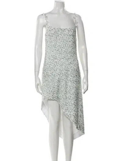 Pre-owned Halpern Square Neckline Midi Length Dress In White