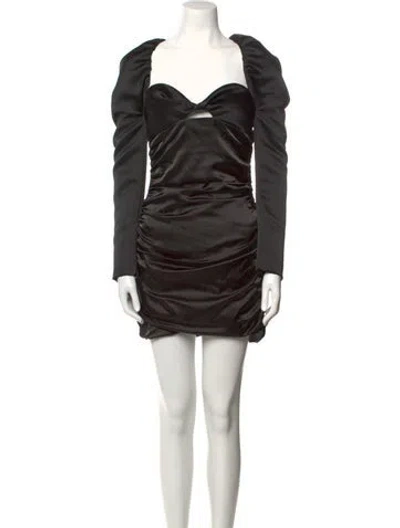 Pre-owned Halpern Square Neckline Mini Dress In Black