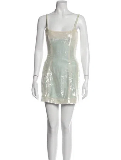 Pre-owned Halpern Square Neckline Mini Dress In Blue