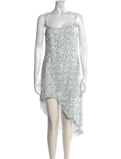 Pre-owned Halpern Square Neckline Mini Dress In White