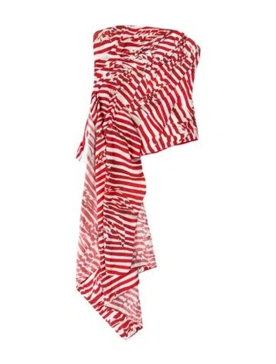 Pre-owned Halpern Striped Crew Neck Top In Red