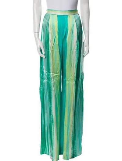 Pre-owned Halpern Striped Wide Leg Pants In Blue