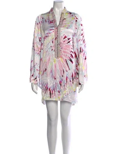 Pre-owned Halpern Tie-dye Print Mini Dress In Blue