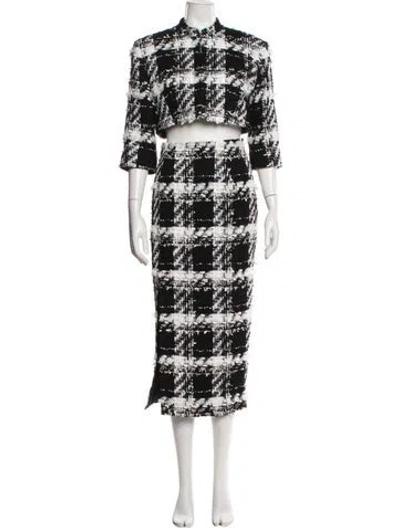 Pre-owned Halpern Tweed Pattern Short Set In Black