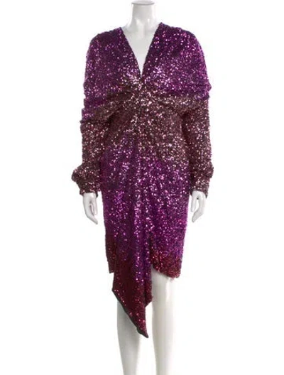 Pre-owned Halpern V-neck Knee-length Dress W/ Tags In Pink