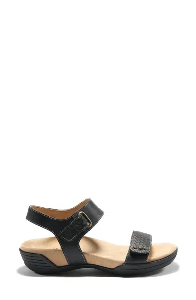 Halsa Footwear Dominica Sandals Women's Black Leather Adjustable Strap Jobb1027