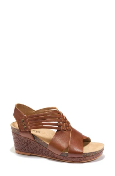 Halsa Footwear Gianna Wedge Sandal In Cognac