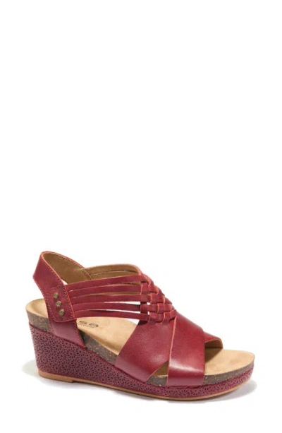 Halsa Footwear Gianna Wedge Sandal In Dark Red