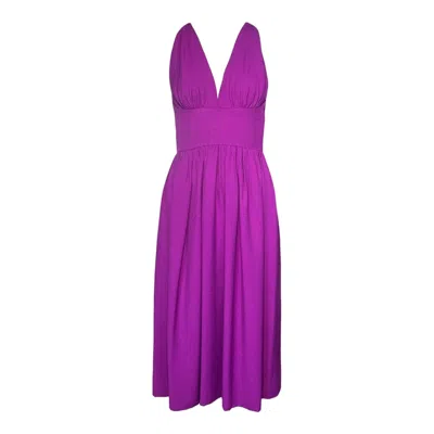 Pre-owned Halston 1970's Purple Fuchsia Linen Halter Dress
