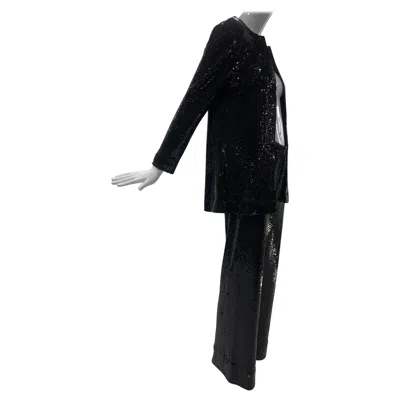Pre-owned Halston 1970s  Black Sequin Pant Suit On Matte Jersey "liza Minnelli" Style