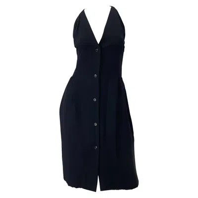 Pre-owned Halston 1970s  Silk Rayon Sleeveless Chic Vintage 70s Little Black Dress
