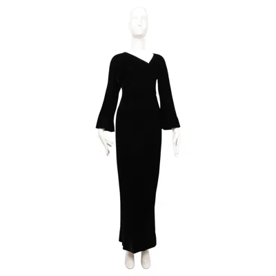 Pre-owned Halston 1976  Black Velvet Bias Cut Runway Dress