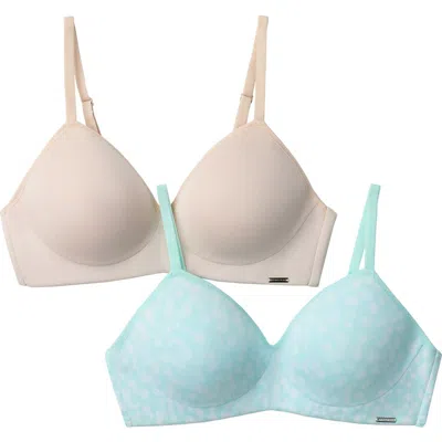 Halston 2-pack Modern Micro Wire Free T-shirt Bras In Bluani/shl