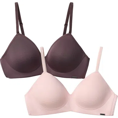 Halston 2-pack Modern Micro Wire Free T-shirt Bras In Blush/mocha
