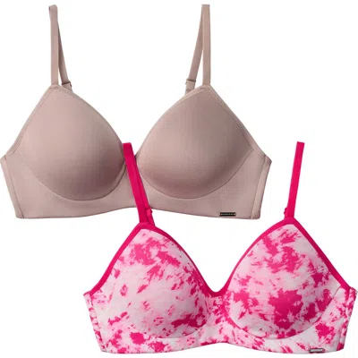 Halston 2-pack Modern Micro Wire Free T-shirt Bras In Bpmk/pbgry