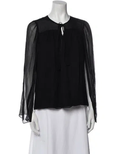 Pre-owned Halston 2023 Crew Neck Blouse In Black