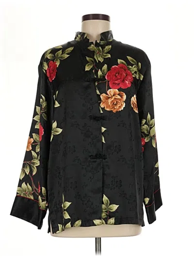 Pre-owned Halston 3/4 Sleeve Blouse In Black