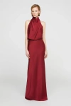 Halston Ada Satin Gown In Brown